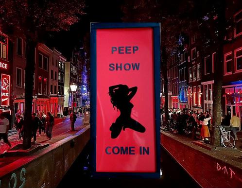 Reclame lichtbak peepshow., Verzamelen, Merken en Reclamevoorwerpen, Nieuw, Lichtbak of (neon) lamp, Ophalen of Verzenden