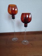 glazen bokaal op voet, 1x 47 cm hoog en 1x 38 cm hoog x 10cm, Antiek en Kunst, Ophalen