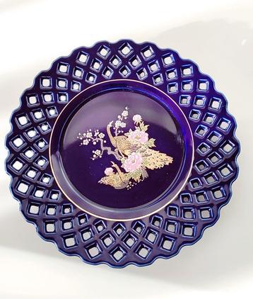 PRACHTIG VINTAGE JAPANS PORSELEINEN KOBALTBLAUW BORD beschikbaar voor biedingen