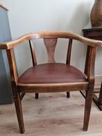 Oude retro  bureau stoel igst met leren zitting, Ophalen, Gebruikt, Bruin