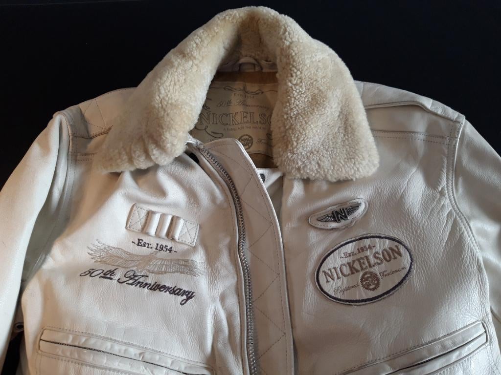 Lederen winterjas, Kleding | Dames, Jassen | Winter, Zo goed als nieuw, Maat 36 (S), Wit, Ophalen