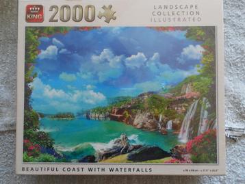King puzzel 2000 stukjes Beautiful Coast with waterfall beschikbaar voor biedingen