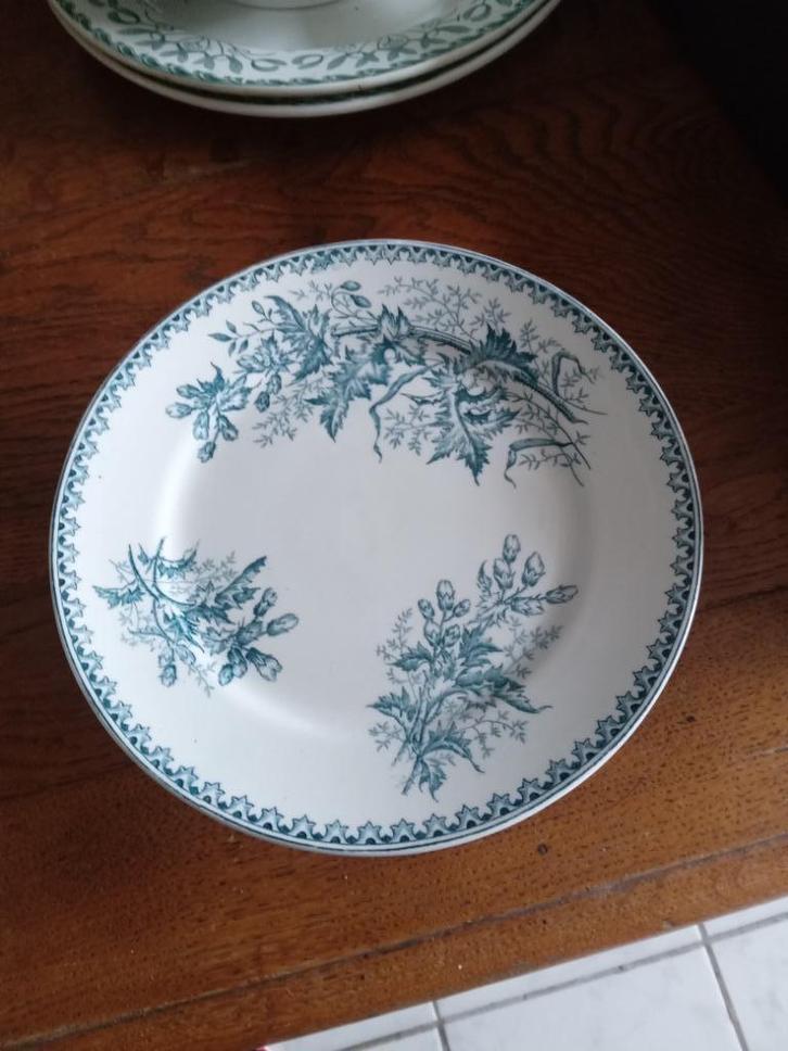 brocante serveerschaal op voet CHARDON societe ceramique, Antiek en Kunst, Antiek | Servies los, Ophalen of Verzenden