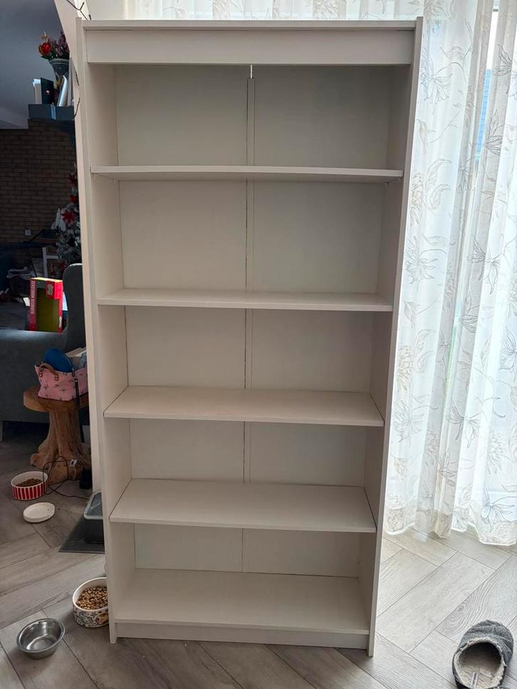 2 witte boekenkasten - gebruikt, Huis en Inrichting, Kasten | Boekenkasten, Gebruikt, 50 tot 100 cm, 150 tot 200 cm, Minder dan 25 cm