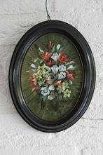 Schilderij met alstroemeria's en narcissen. Olieverf., Ophalen of Verzenden