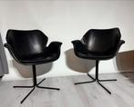 2 Zuiver Nikki Stoelen - Zwart Leer, Huis en Inrichting, Ophalen, Gebruikt, Twee, Zwart