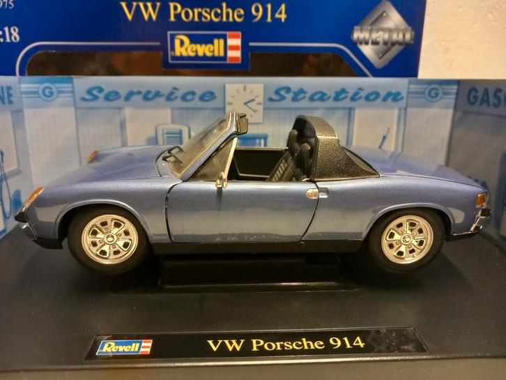 Porsche 914 Vw Targa dak blauw Revell metal 1:18 KRD, Hobby en Vrije tijd, Modelauto's | 1:18, Zo goed als nieuw, Auto, Revell