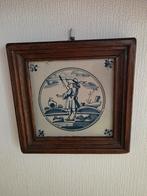 Delfts blauw tegeltableau in houten lijst, Antiek en Kunst, Antiek | Wandborden en Tegels, Ophalen of Verzenden