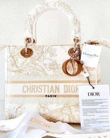 DIOR LADY D-LITE TAS, WIT/GOUD (€6.700) ORIGINEEL‼️💖💖💖 beschikbaar voor biedingen