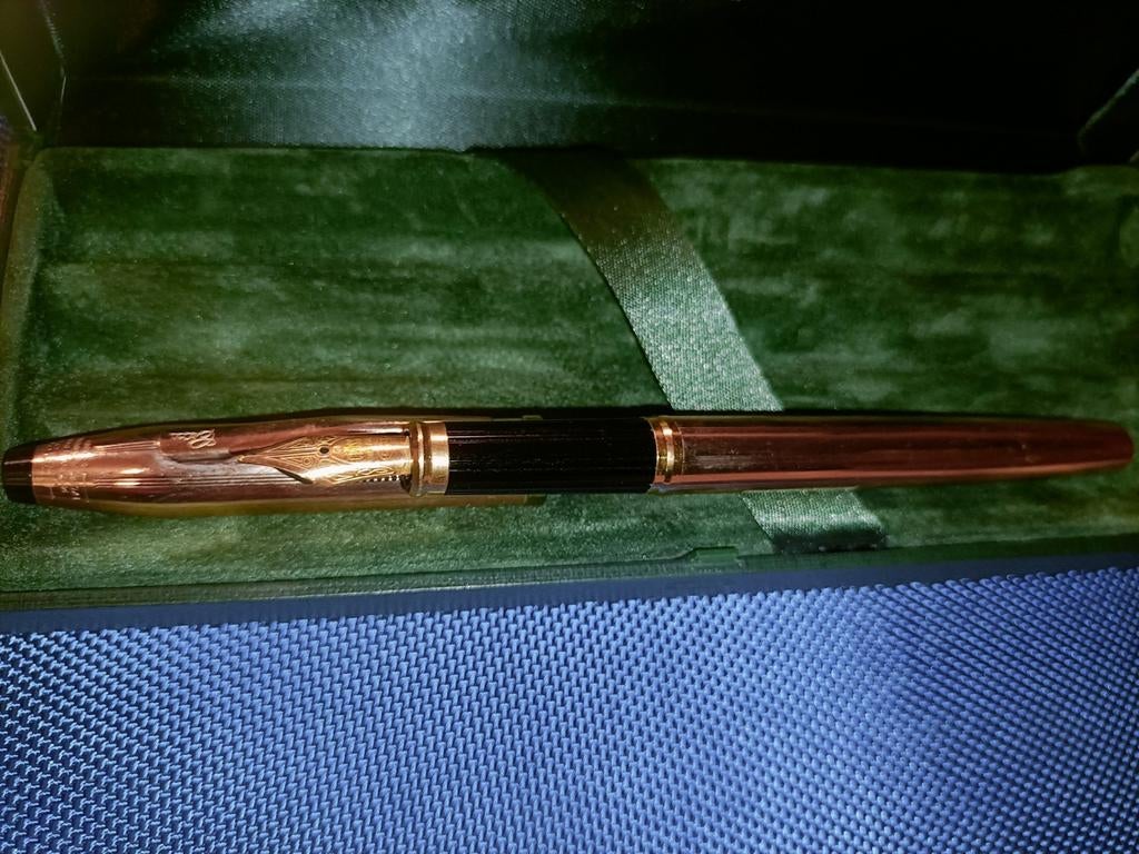 Vulpen en Balpen Set 14k Rolled Goud & 18k Gouden Punt. Luxe, Verzamelen, Pennenset, Gebruikt, Cross, Met doosje