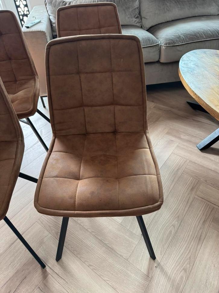 6x velvet bruin eetkamerstoelen, Huis en Inrichting, Stoelen, Zo goed als nieuw, Bruin, Ophalen