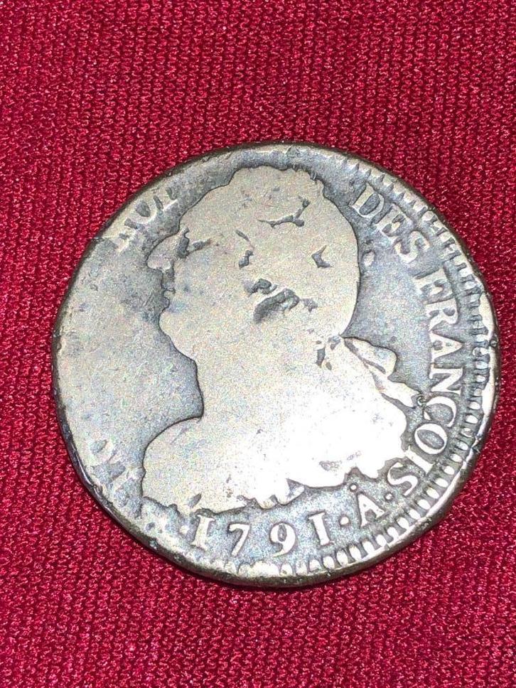 Lodewijk 14e 1791 Parijs A met punt 2 Sol, Postzegels en Munten, Munten | Europa | Niet-Euromunten, Losse munt, Frankrijk, Ophalen of Verzenden
