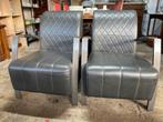 Twee retro design fauteuils, Ophalen, Minder dan 75 cm, Leer, Zo goed als nieuw