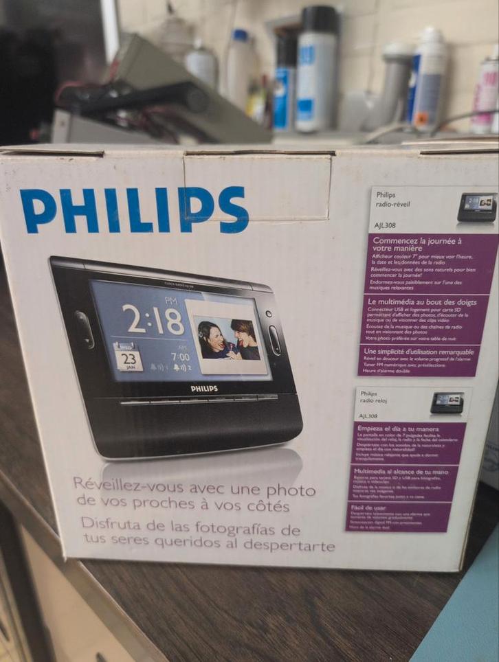 Philips AJL308 Klokradio met Fotolijst | Nieuw, Audio, Tv en Foto, Fotografie | Digitale fotolijsten, Gebruikt, Kleiner dan 8 inch