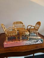 Vintage poppenhuis rotan meubels, Verzamelen, Poppenhuizen en Toebehoren, *, Decoratie, Gebruikt, Verzenden
