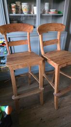 4 Houten Barkrukken / Hoge Stoelen, Huis en Inrichting, Ophalen, Gebruikt, Bruin, Klassiek