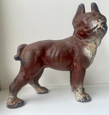 Vintage gietijzeren Boston Terrier hond = ca 1950 13x14x7 cm beschikbaar voor biedingen