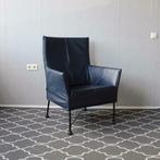 4 Montis Charly fauteuils blauw leder - zwart frame, Huis en Inrichting, Blauw, Ophalen of Verzenden, Zo goed als nieuw