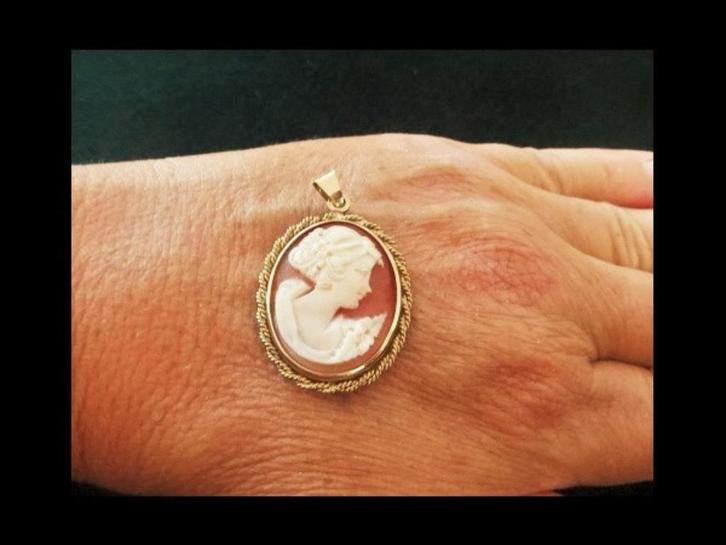 Bijzonder 8K Gouden Hanger met Schitterend Camee!, Sieraden, Tassen en Uiterlijk, Antieke sieraden, Hanger, Goud, Verzenden