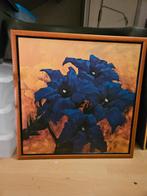 Schilderij met blauwe bloemen, Ophalen of Verzenden