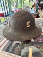 Originele Militaire Stalen Helm, Met Nummer “5”, Ophalen of Verzenden, Landmacht, Helm of Baret