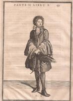 Leti - Staande Edelman van voren gezien kopergravure 1690, Ophalen of Verzenden