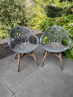 Set van 2 grijze design tuinstoelen, Ophalen, Kunststof, Gebruikt, Twee