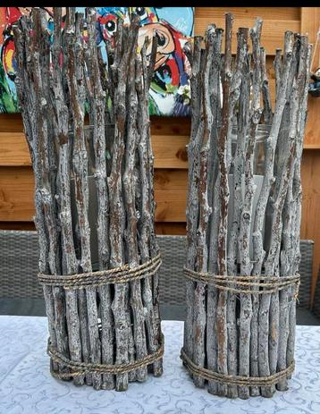 2 x luxe vaas / windlicht van hout takken 60 cm beschikbaar voor biedingen