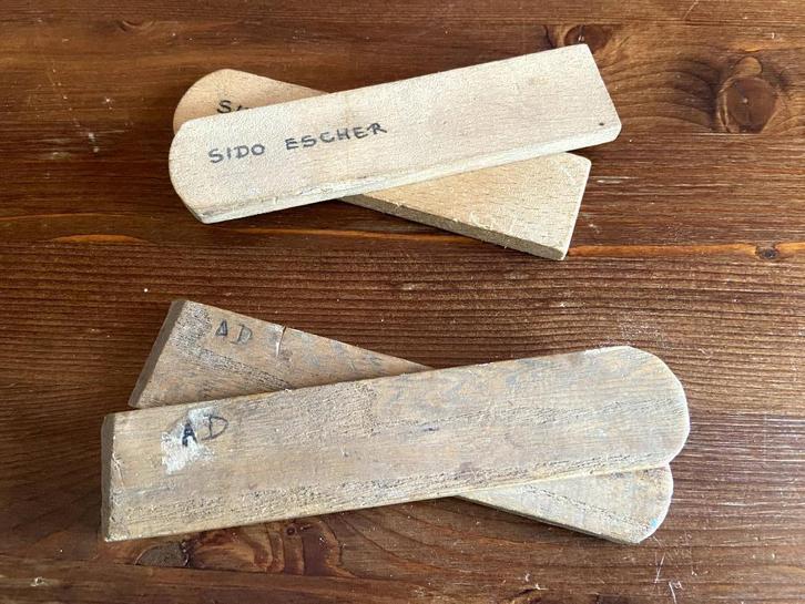 Vintage zelfgemaakte houten kleppers "klepperen" instrument, Antiek en Kunst, Curiosa en Brocante, Ophalen of Verzenden