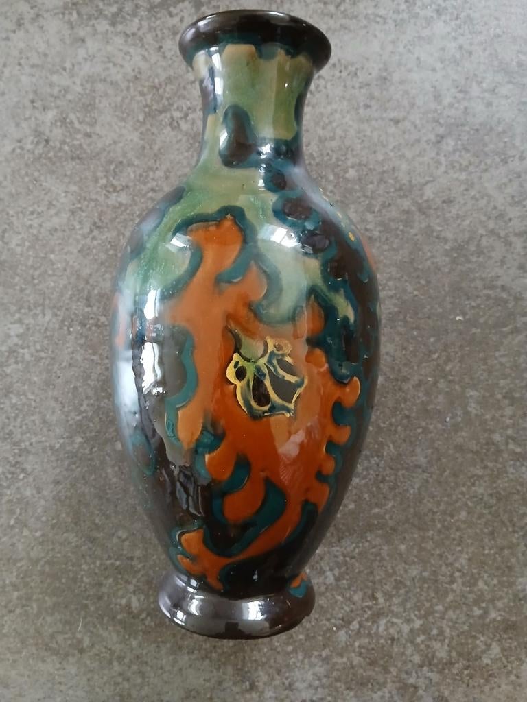 Prachtige speciale vaas, Gouda plateel vaas, 813., Ophalen, Overige kleuren, Minder dan 50 cm, Glas