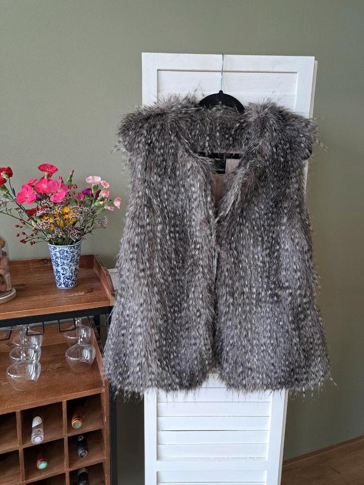 Promiss Faux Fur Gilet – Maat L, Kleding | Dames, Bodywarmers, Gedragen, Maat 42/44 (L), Grijs, Ophalen of Verzenden