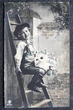 Met de bos bloemen en de pijp op de ladder, 1909, Verzenden, Voor 1920, Gelopen, Kinderen