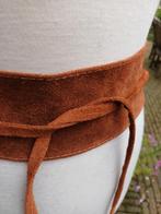 Cognac Suède leren Strik Riem - Handgemaakt Leer s m l xl, Echt leder, Nieuw, Tailleriem, Ophalen of Verzenden