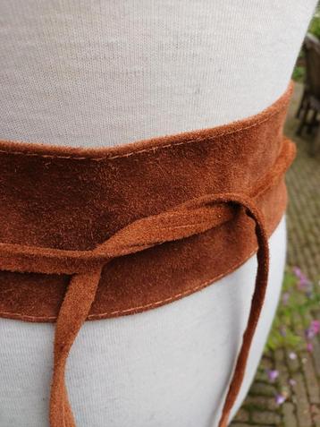 Cognac Suède leren Strik Riem - Handgemaakt Leer s m l xl beschikbaar voor biedingen