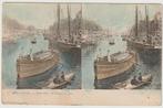 Hollande Rotterdam Canal Stereokaart scheepvaart levendig, Verzamelen, Verzenden, Voor 1920, Ongelopen, Zuid-Holland