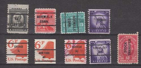 USA 9 zegels restant precancels, Postzegels en Munten, Postzegels | Amerika, Gestempeld, Noord-Amerika, Ophalen of Verzenden