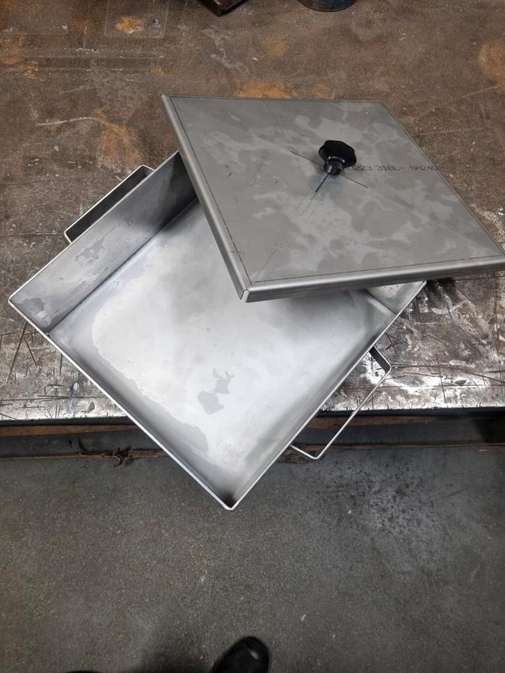 Visbakpan RVS 3mm met deksel, Tuin en Terras, Barbecue-accessoires, Nieuw, Ophalen of Verzenden