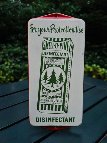 Emaille reclamebord deurpostje Smell-O-Pine Desinfectant beschikbaar voor biedingen