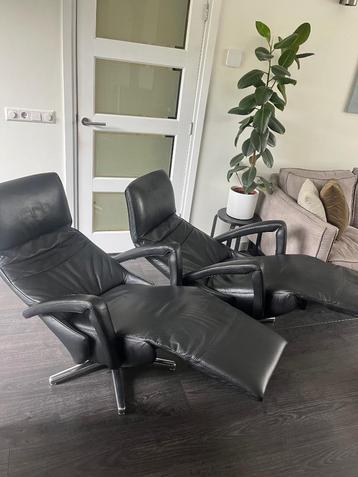 2 De Toekomst Relaxfauteuils Twice Op Accu M L Zwart Leer beschikbaar voor biedingen