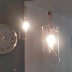 Hanglamp glas eettafel aluminium, Huis en Inrichting, Lampen | Hanglampen, Ophalen of Verzenden, Gebruikt, Glas, 50 tot 75 cm