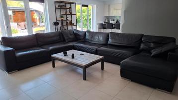 Leren Lounge bank met hoge kwaliteits Hulshof leder 4 x 3 beschikbaar voor biedingen