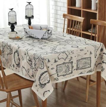 Wit Landkaart Tafelkleed / Tafellaken Klassiek Tafel Kleed beschikbaar voor biedingen