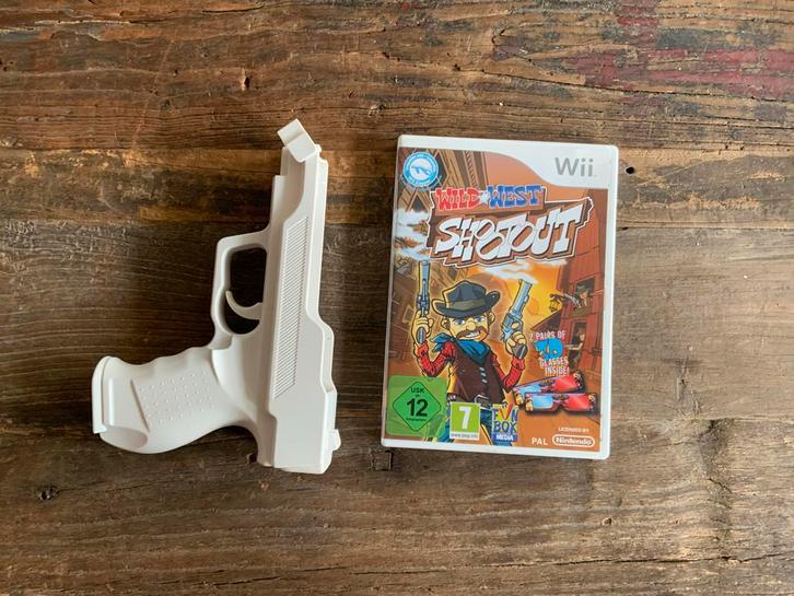 Spel Wii Wild West Shootout met pistool houder, Spelcomputers en Games, Games | Nintendo Wii, Gebruikt, Shooter, 2 spelers, Vanaf 7 jaar