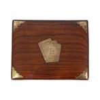 Vintage Opberg Doosje Speelkaarten Tropisch Hout Messing, Verzamelen, Speelkaarten, Jokers en Kwartetten, Ophalen of Verzenden