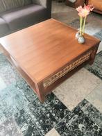 Teak salontafel 100x100 met Mand, Ophalen, Gebruikt, 50 tot 100 cm, Vierkant