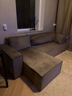 Hoekbank 3-zits taupe 242x135, Huis en Inrichting, Banken | Complete zithoeken, Ophalen of Verzenden, Gebruikt, Stof, Velvet