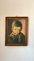 Vintage prent in lijst jongetje met traan 16x20, Antiek en Kunst, Ophalen of Verzenden