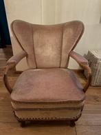 Vintage 50's velours oud roze rook stoel fauteuil, Ophalen