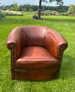Vintage Leren Clubfauteuil, Huis en Inrichting, Ophalen of Verzenden, Gebruikt, Leer, 75 tot 100 cm