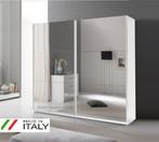 Hoogglans wit-spiegel Italiaanse schijfdeur Kledingkasten-SA, 200 cm of meer, Nieuw, Ophalen of Verzenden, 200 cm of meer